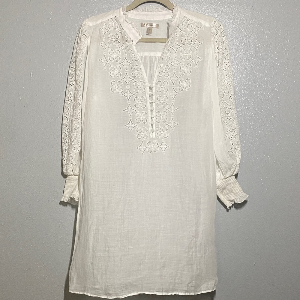 Banana Republic White Lace Detail Tunic Dress
